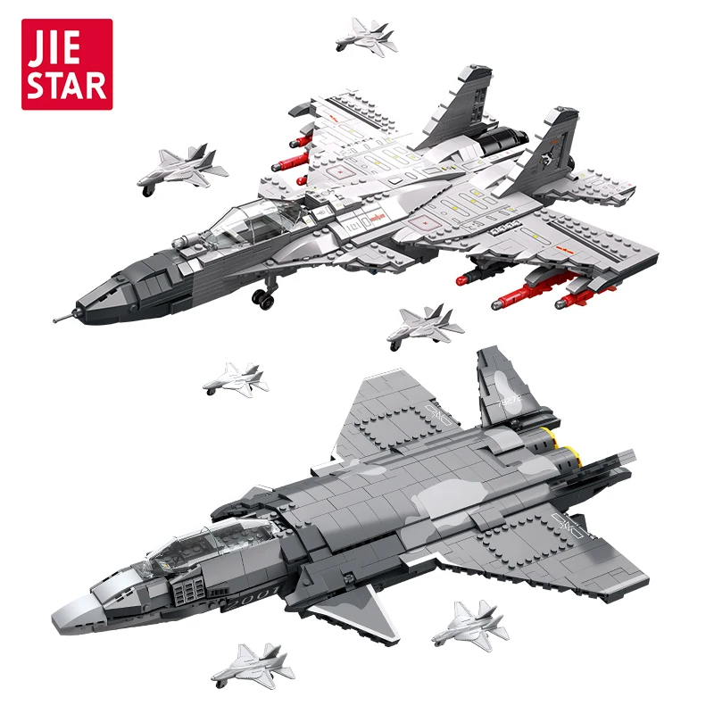 

Military Fighter Assembly Building Blocks MOC J15&J20 Model Toy Assembly Boys Gift Collectible Display Piece for Boys