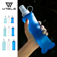 WRELS Outdoor Collapsible Silicone Water Bottle Running Camping Hiking Travel Convenient BPA Free TPU Soft Water Bottle