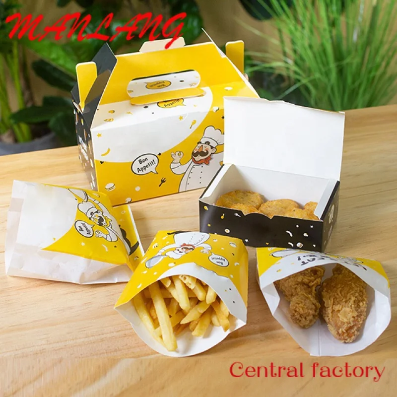 Custom  LOKYO custom logo take away food boxes french fries fried chicken box nuggets paper bags fast food packaging