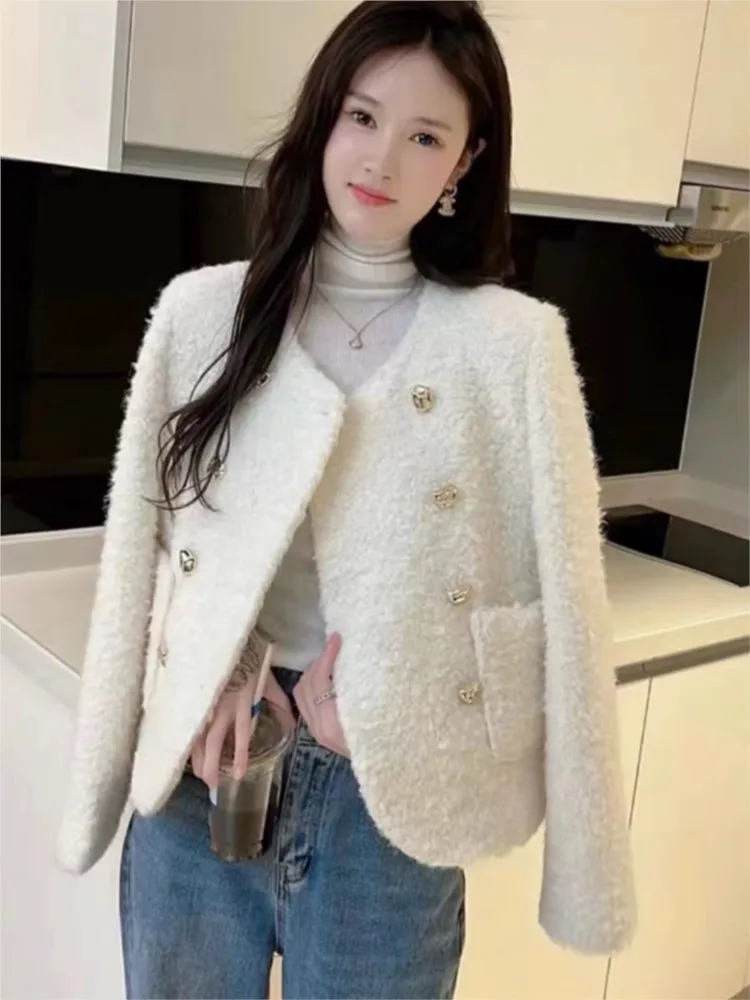 

Beige tweed jacket fragrance, autumn/winter women's jacket, short top, new One piece classic jacket