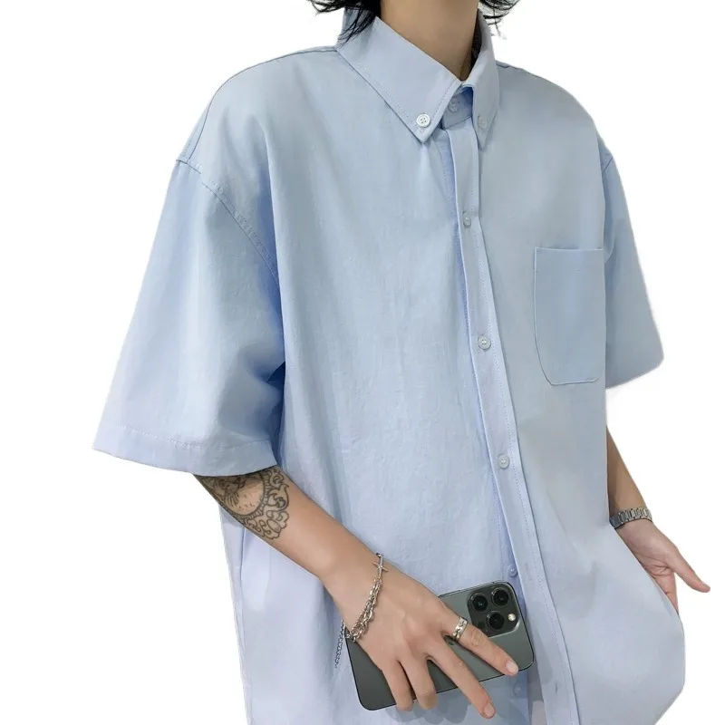 Shirt Men's Short Sleeved Korean Version Trendy, Artistic, Handsome, Versatile Summer 2024 New Instagram Jacket