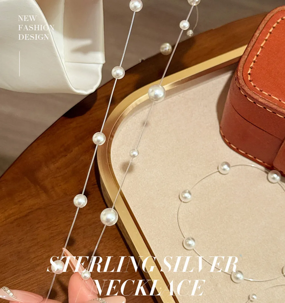 

Французское легкое роскошное ожерелье из стерлингового серебра 925 пробы с линией русалки, имитация жемчуга, женское нишевое ожерелье со звездным небом, штабелируемые ювелирные изделия