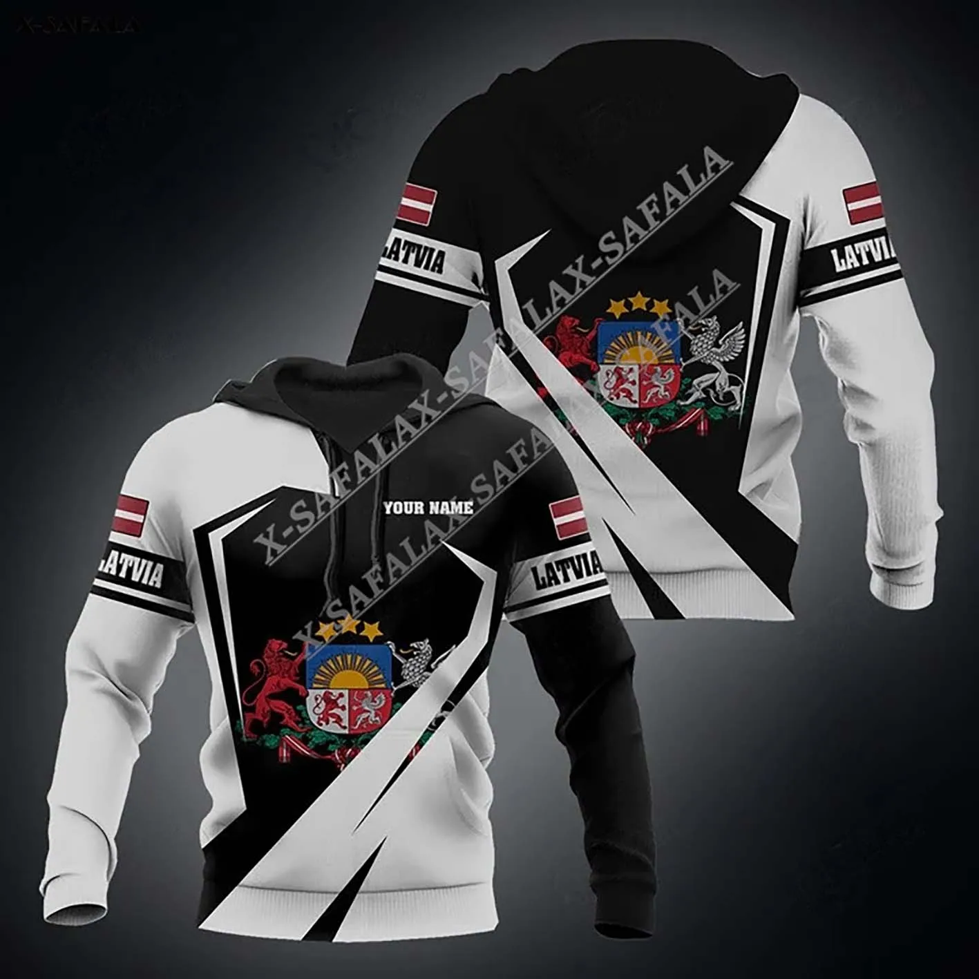 

Latvia Coat Of Arms Country Flag Custom Name 3D Print Elastic Force Hoodies Men Tracksuit Outwear Coat Casual Cardigan Top