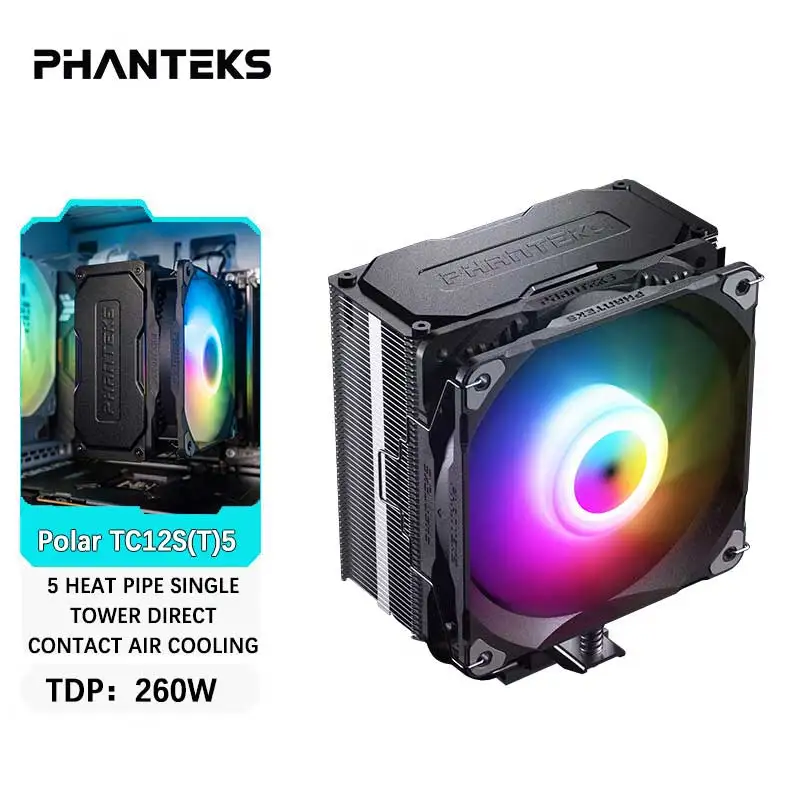 

PHANTEKS Polar S5-120 5 heat pipe ARGB CPU air cooling cooler M25-120 high performance fan comes with support for LGA1700 AMDAM5