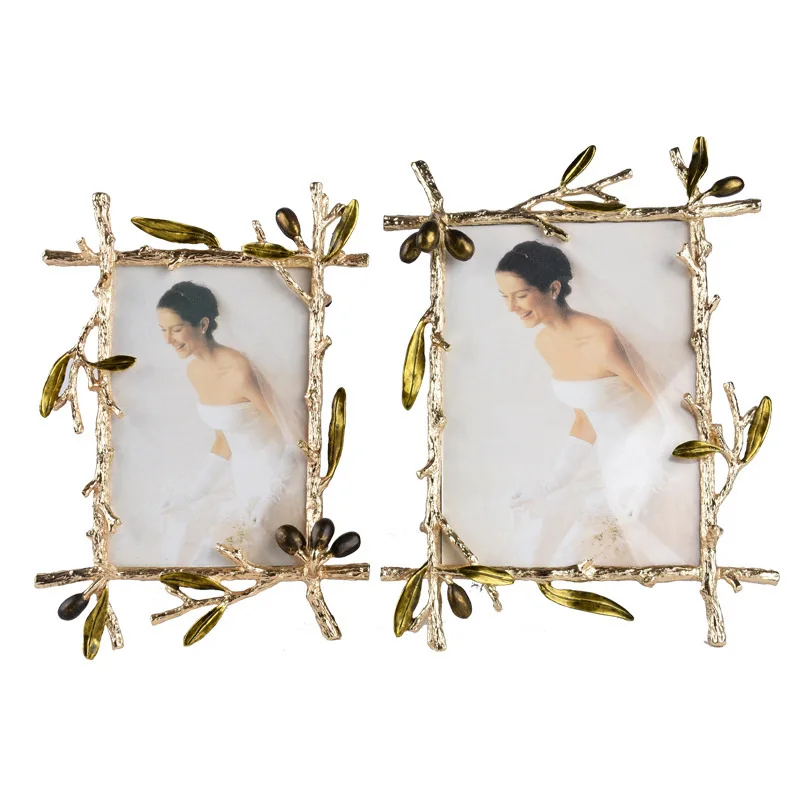 Metal Picture Frame Golden Olive Olive Branch Border Photo Frame Photo Display Background Wall Decoration Accessories