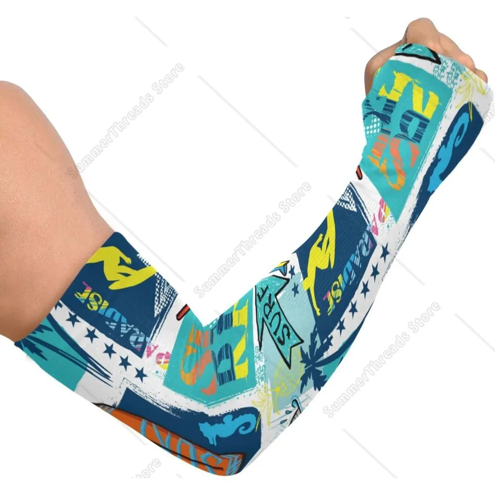 

Gardening Sleeves Summer Surfer Arm Sleeves Sun Protection UPF 50+ Cooling Sleeves for Women with Thumb Hole