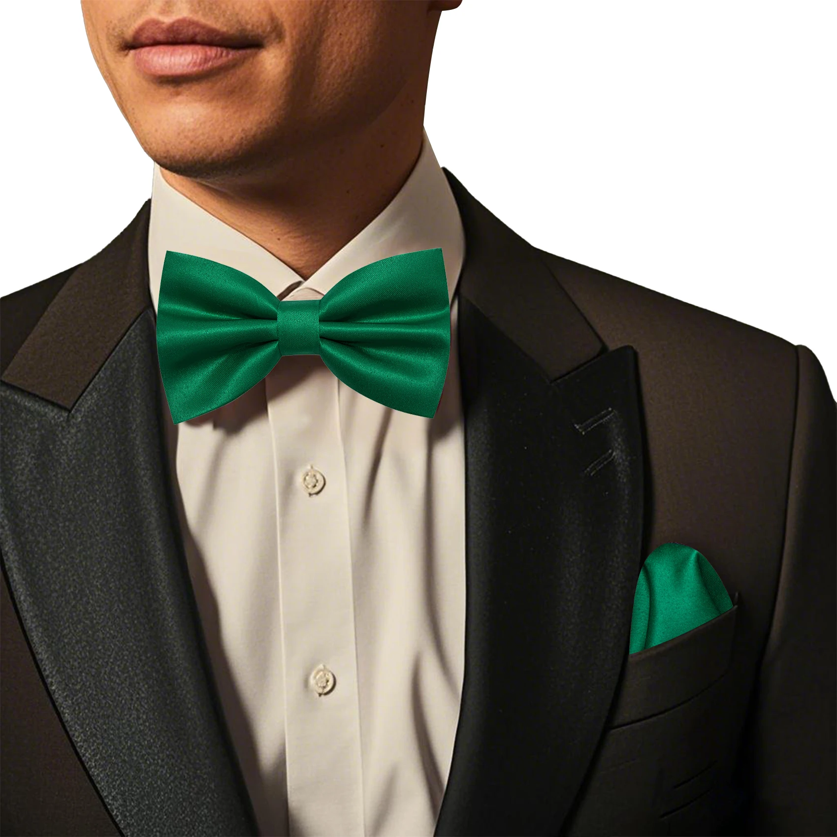 Barry.wang azul verde marrom rosa amarelo gravata borboleta sólida simples pré-amarrada moda gravata borboleta lenço quadrado conjunto formal presente de casamento