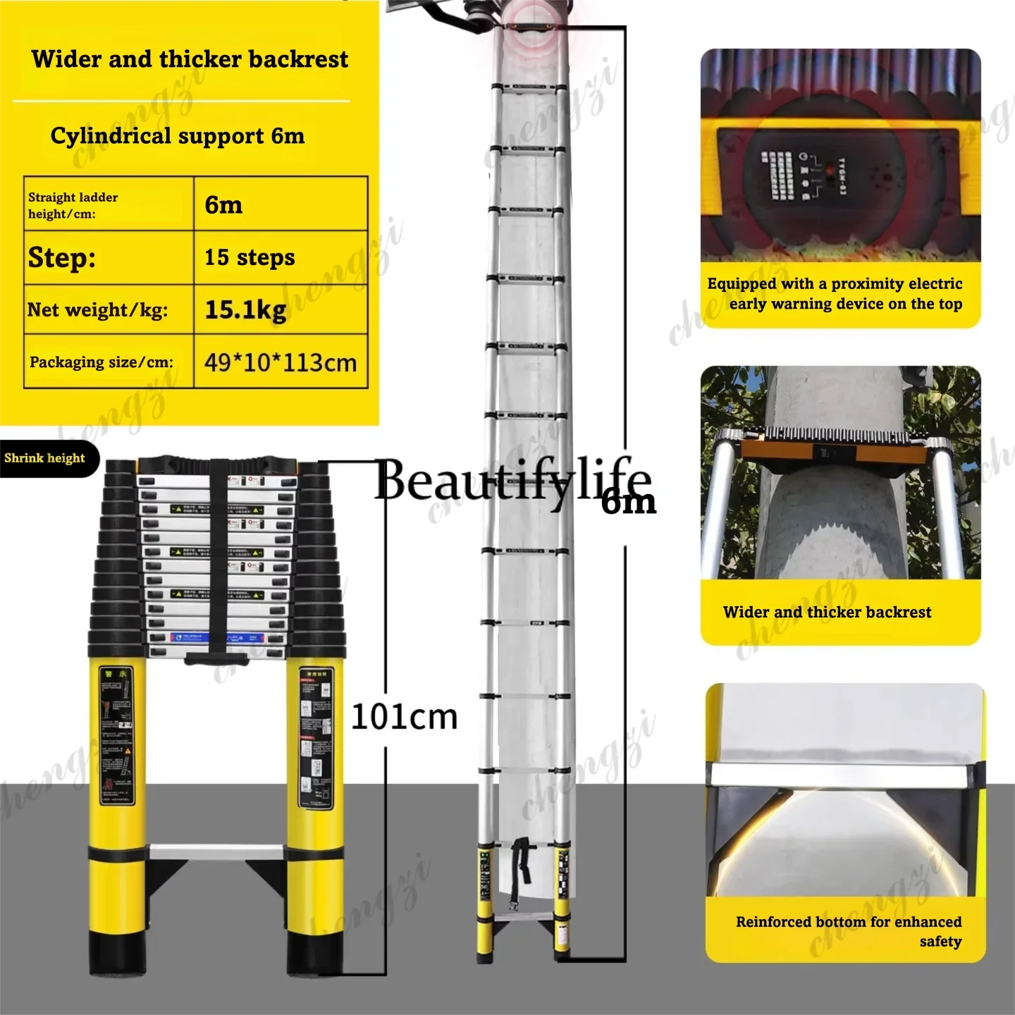 81 Aluminum Alloy Telescopic Ladder Electrician Grade Heavy Duty Design For Outdoor Engineering Applications view 6
