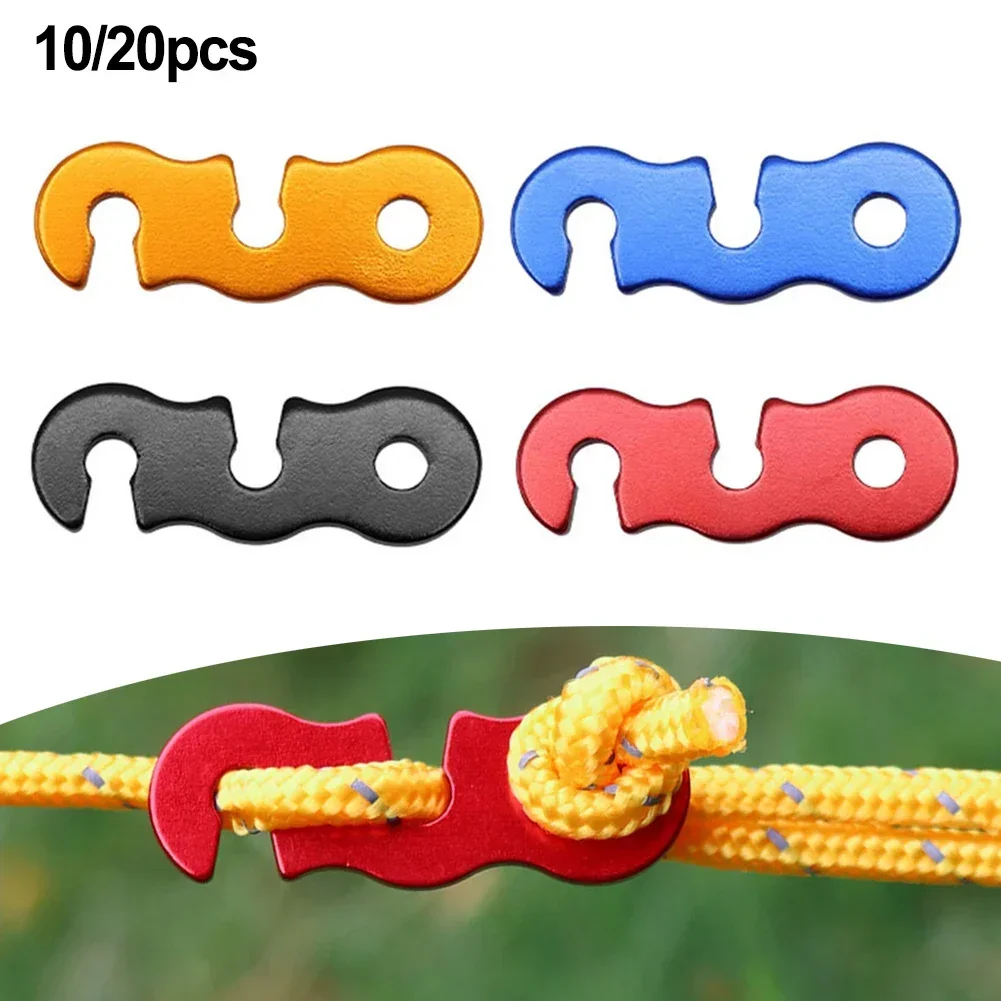 10/20pcs Camping Tent Wind Rope Buckle Aluminum Alloy S-Shaped Open Rope Adjustment Fastener Three-Hole Tent Draw Rope Hook