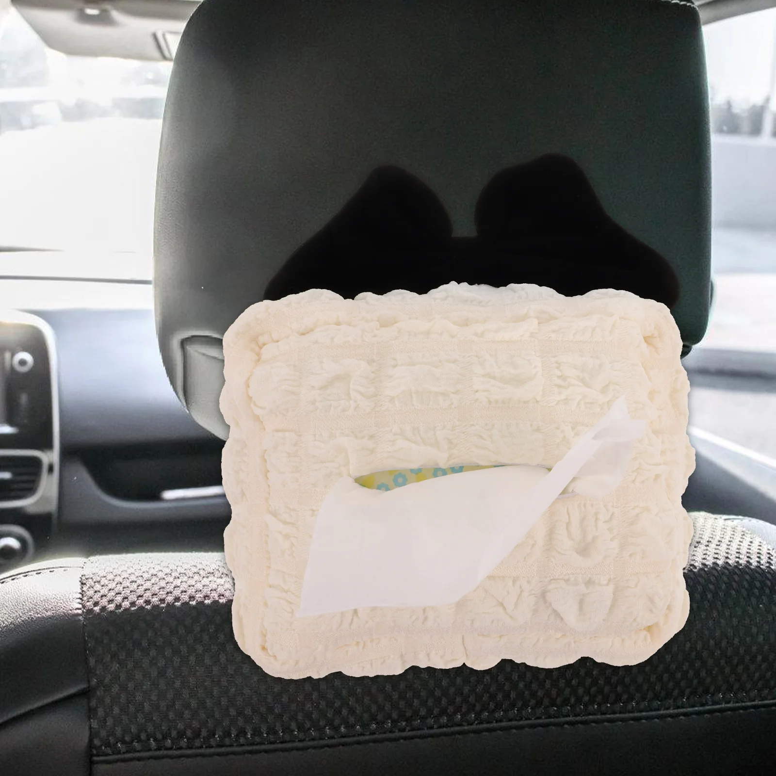

Puff Car Tissue Box Multifunctional Organizer Hanging Tissue Holder for Car Armrest Seat Back Sun Visor Dispenser
