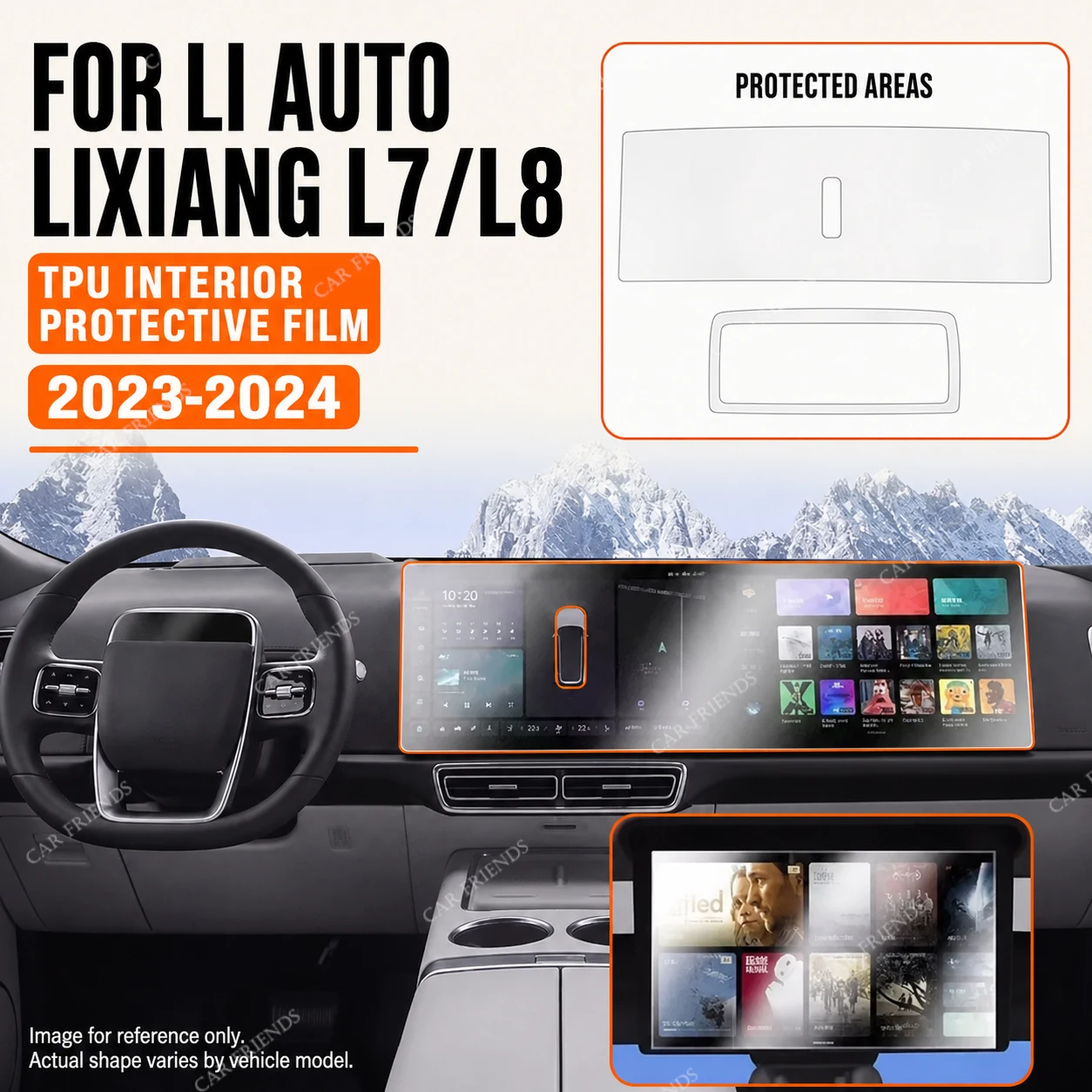 For Li Auto Lixiang L7 L8 2023 2024 Transparent TPU Interior Protective Film Dashboard Screen Anti-Scratch