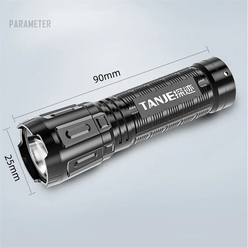 Strong Bright Mini LED Flashlight USB Rechargeable Built Battery Outdoor Multi-function Long-range Tactical Camping Flashlight