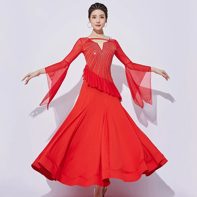 

Elegant Ballroom Dance Dress Women Competition Dresses Tango Waltz Dancing Performance Wear Training Costume VDL283