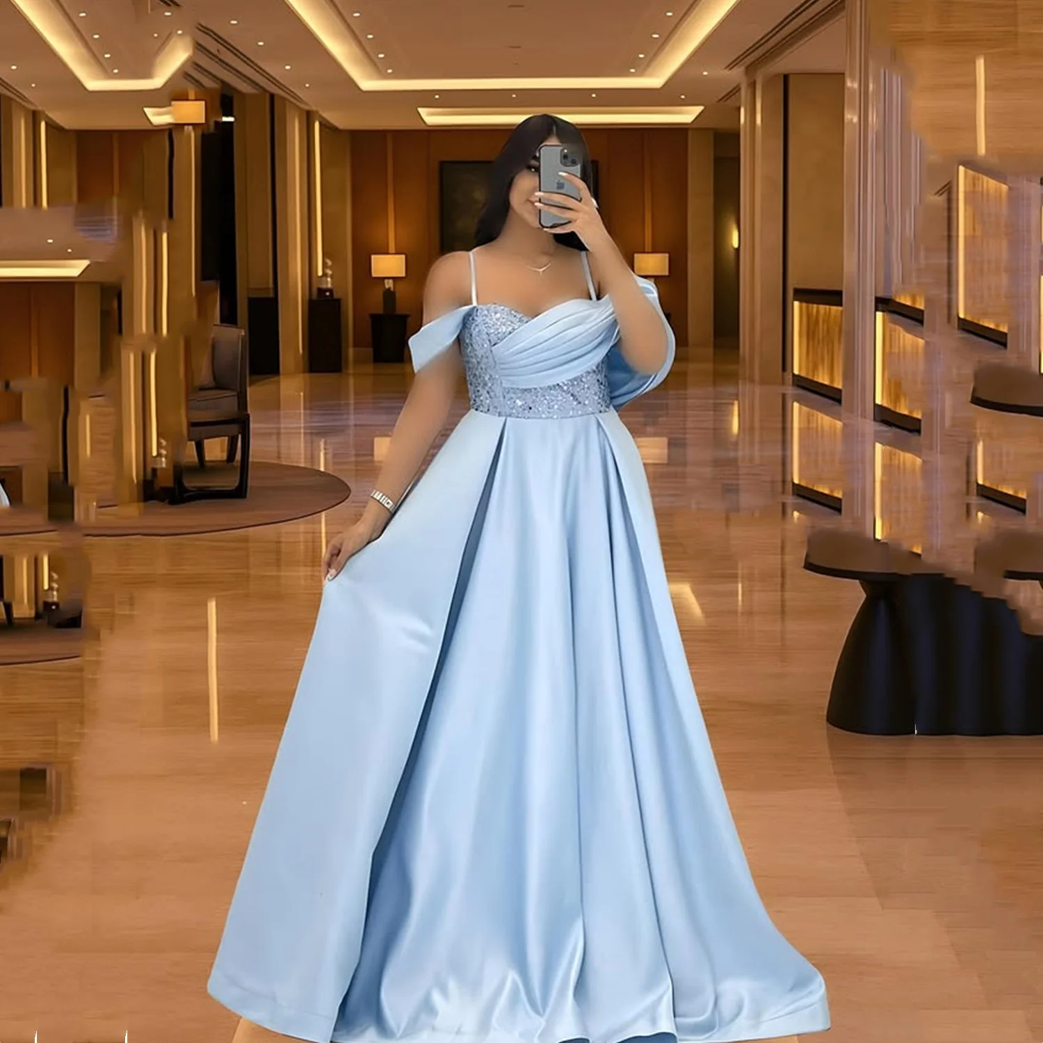 

Aileen Платье Вечернее Women Evening Dress Womens Dresses for Special Occasions Blue فساتين سهرة Satin Robes De Soirée Prom Gala