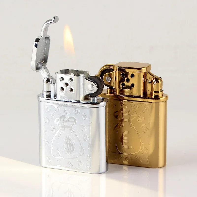 

2025 New Retro Metal Grinding Wheel Windproof Open Flame Inflatable Lighter Retro Cigarette Lighter Men's Gift Wholesale