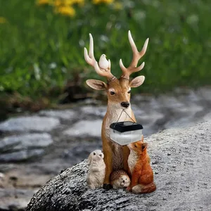 Gartenstatues Solarharz Hirsch Kaninchen Osciço Wolf Statuette Yard Skulpturen Weihnachten Ornamente Gardin Außenzubehör 10 Hauptverkaufsstatue Wolf - №10