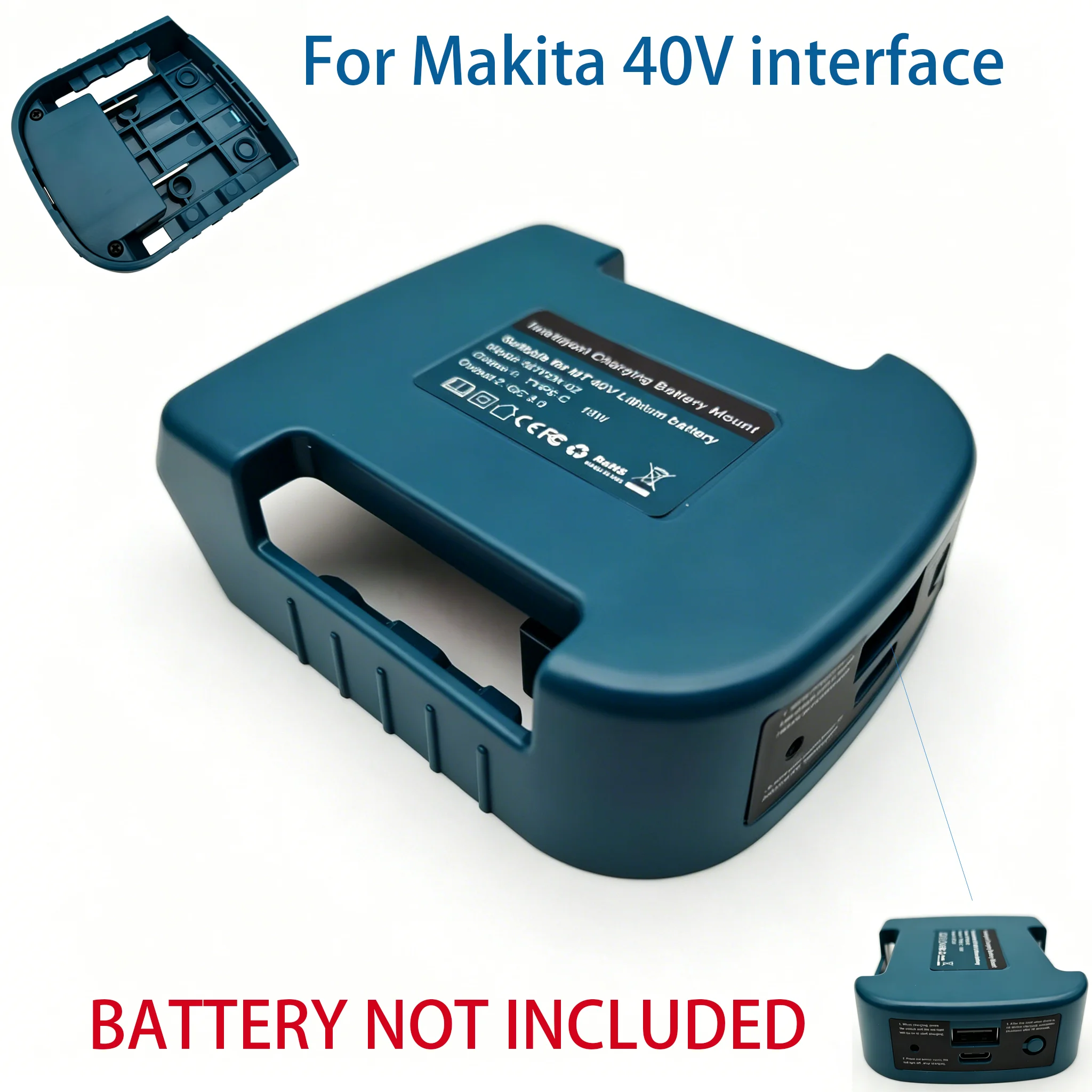 USB Type-C Charger Power Bank Lithium Battery Adapter Holder Belt Buckle for Makita for Greenworks for Ryobi 40V Li-ion Battery