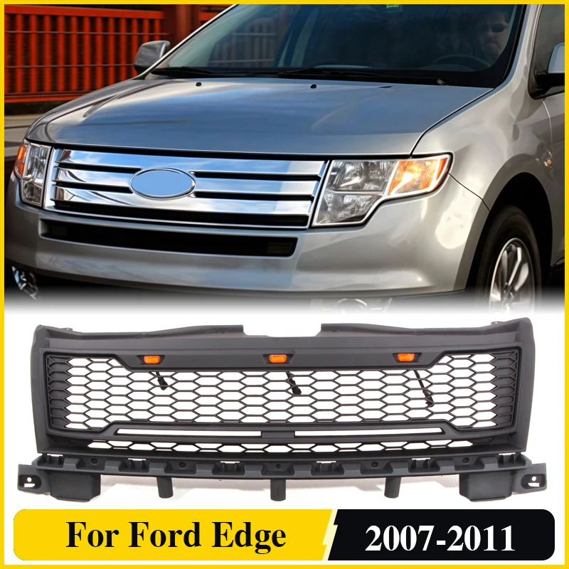 

Grill With Amber Lights Front Bumper Grille Auto Parts Accessories Decoration Fits For 2007-2011 Ford Edge Grill