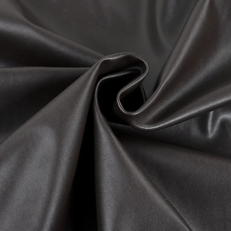 High Elastic 4 Way Stretch Black Leather PU Polyester Spandex Fabric Material for Clothes Shorts Knit Spandex Backing