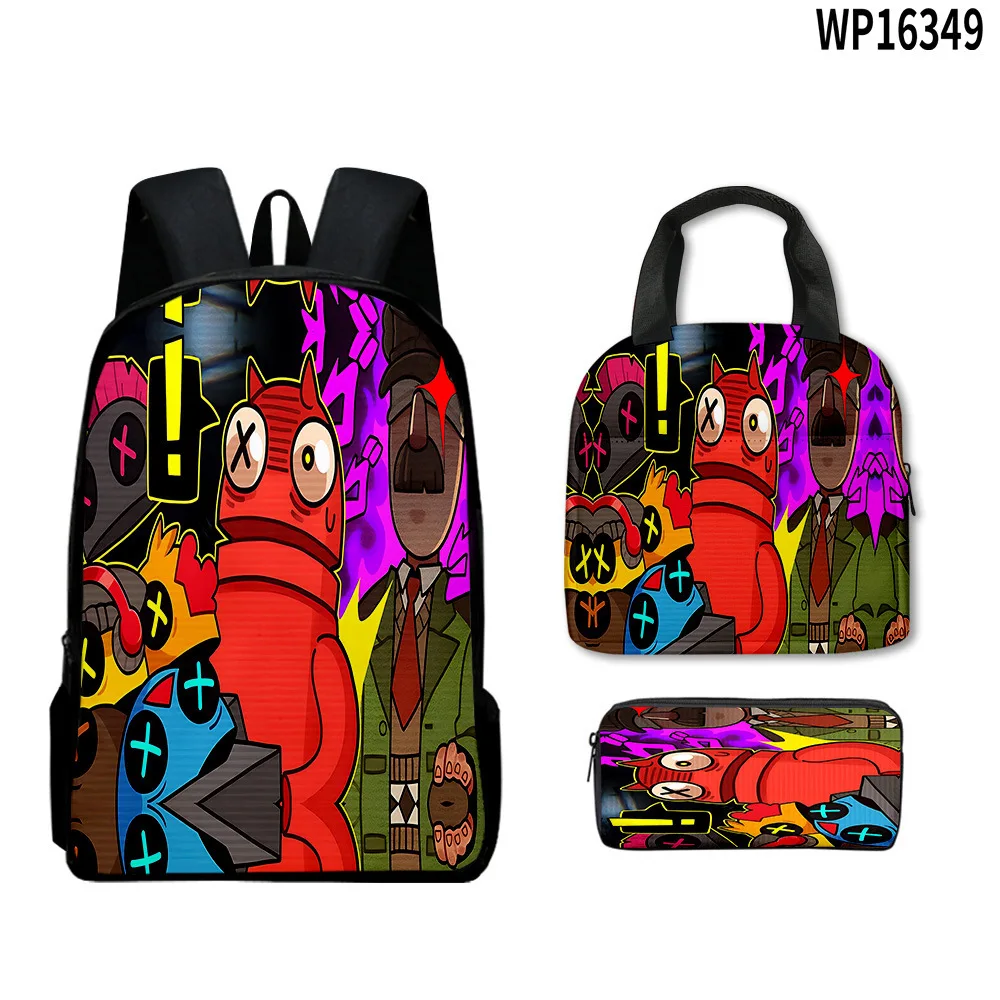Trendy Popular Funny Novelty R.E.P.O repo 3D Print 3pcs/Set Student School Bags Laptop Daypack Backpack Lunch bag Pencil Case