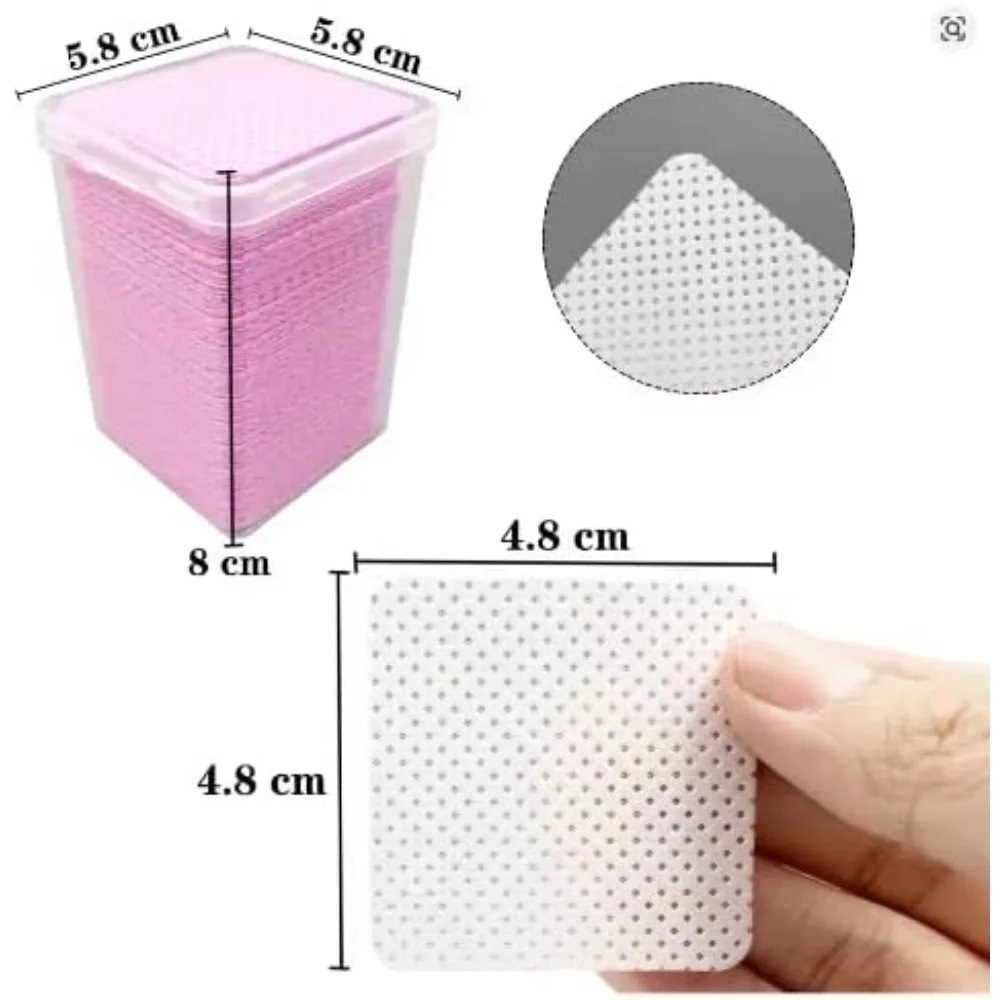 200-Count Nail Polish Remover Pads in Pink, Compact 4.8 cm Storage Container