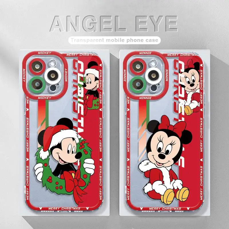 Clear Phone Case For Xiaomi Redmi Note 11 8 9 8T 11T 10 Pro 9S 10S 11S Cover for Mi 9A 9 9C 10 10A Mickey Minnie Christmas Tree