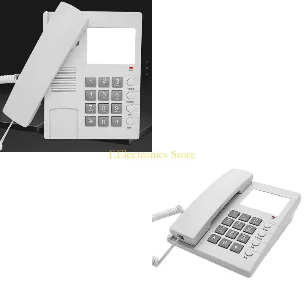 B03C Corded Landline Wall Mount Hotel Telephone with Large Buttons for Easy Use and Enhances Call Clarities