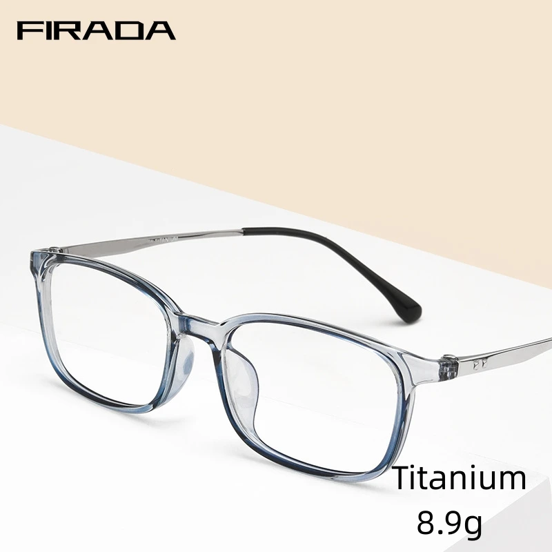 

FIRADA Comfortable Fashion Eyewear Women's Vintage Square Titanium Eyeglasses Optical Prescription Glasses Frame For Men 6812RD