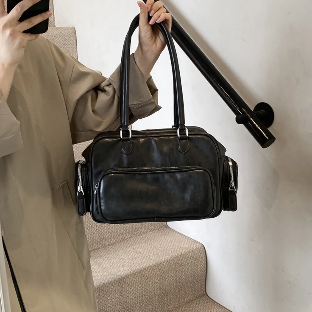 

Multiple Pockets PU Handbag Tote Storage Shoulder Pouch PU Leather Shoulder Bag Large Capacity All-match Messenger Bag Travel