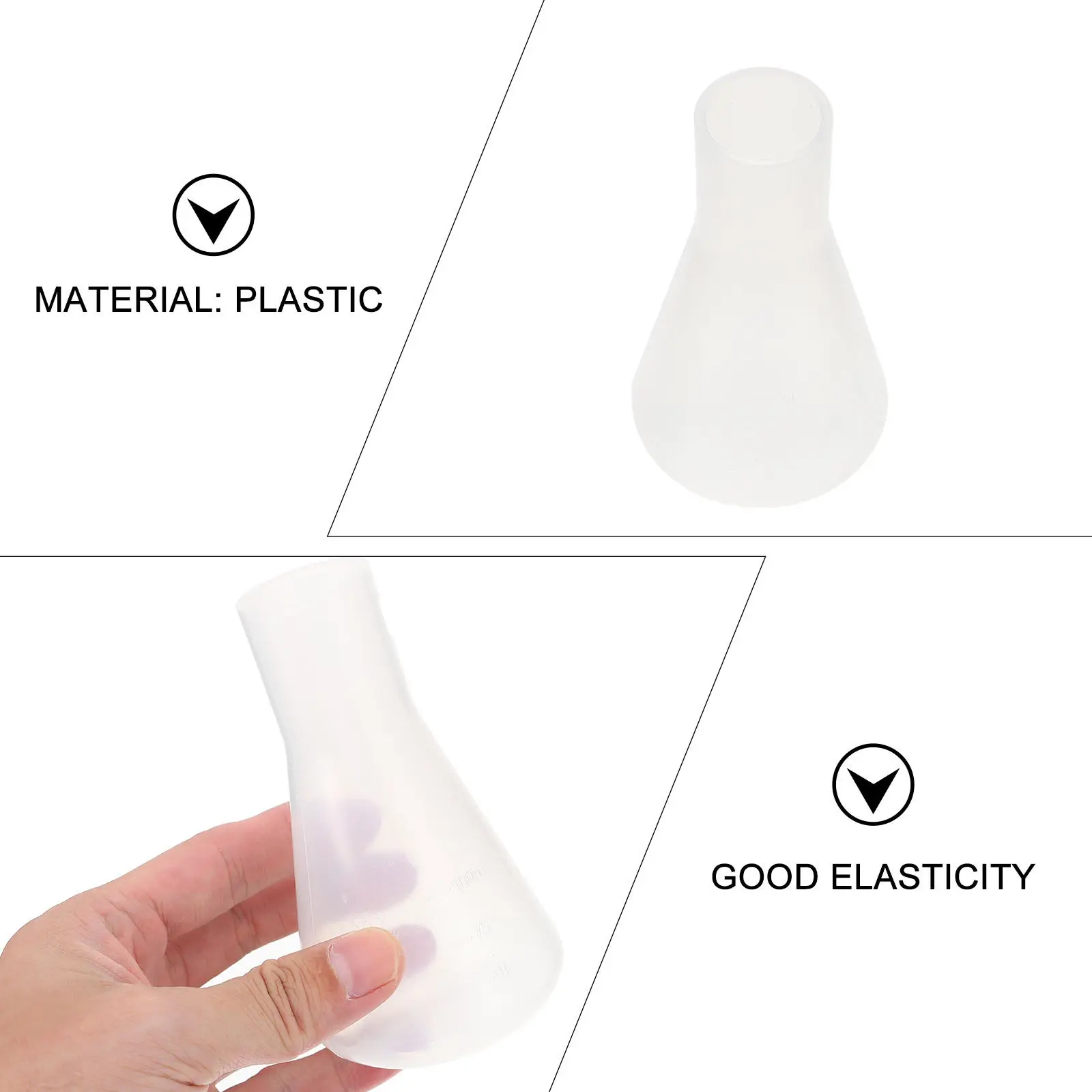 

10pcs Plastic Erlenmeyer Flask 250ml, Break-Resistant Conical Flask Set with Scale Mark, PP Lab Flasks for Science Experiments