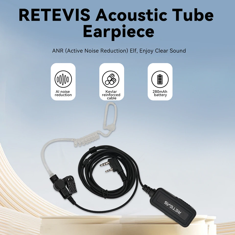 

Retevis EAK009 Acoustic Tube Earpiece K/M Headset AI Noise Reduction PTT for Baofeng UV 5R for Quansheng UV K5 UV K6 UV K58