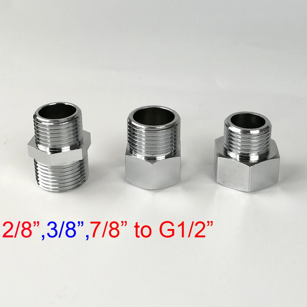 1pc Chrome Brass Adapter Pipe Fitting Male Female G1/2 NPT 7/8 USA Bathroom T adapter Bidet Diverter Water Valve Accessories