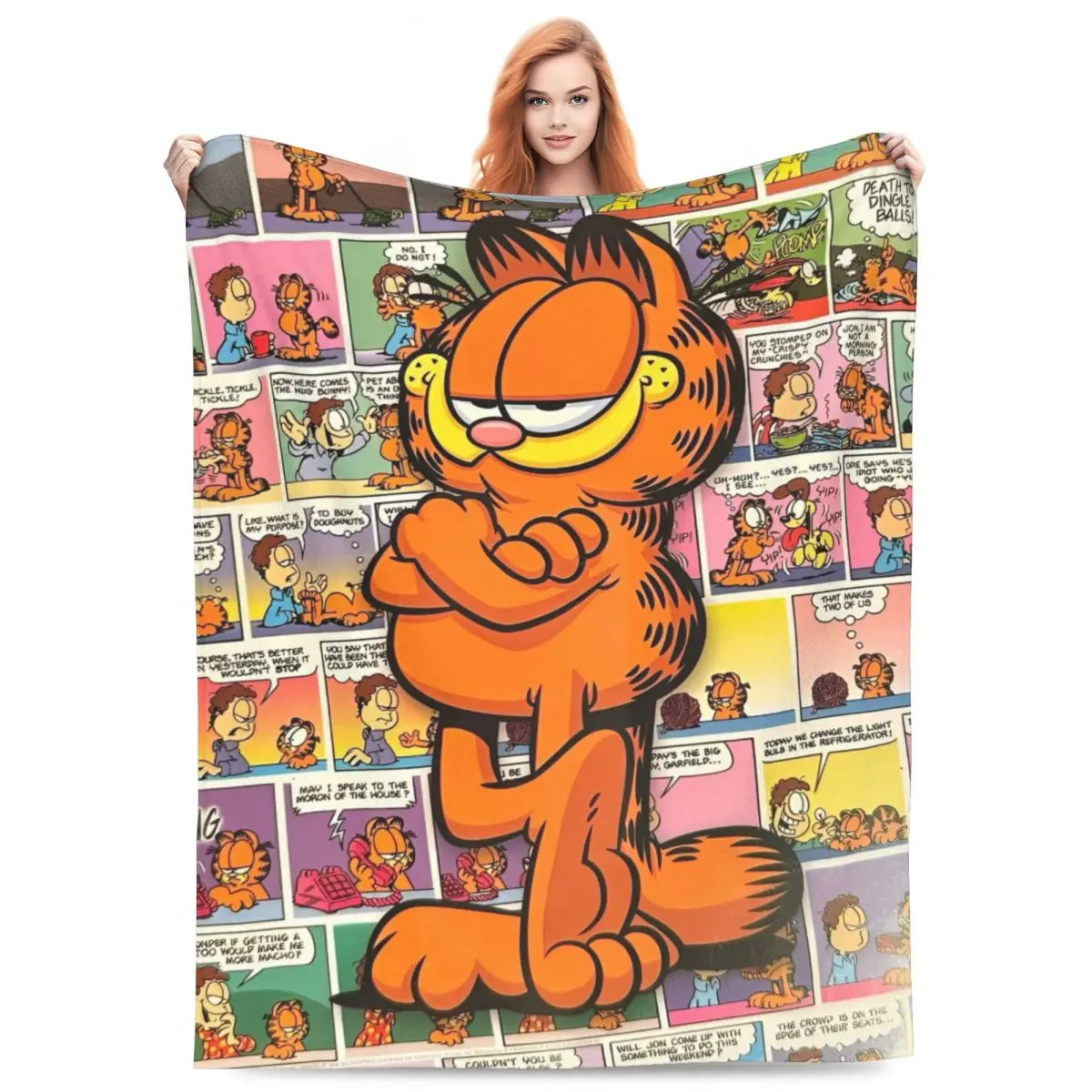 G-Garfield The Cat Merchandise Blanket Flannel Home Throw Blanket Cozy Ultra-Soft for Couch Plush Thin Quilt