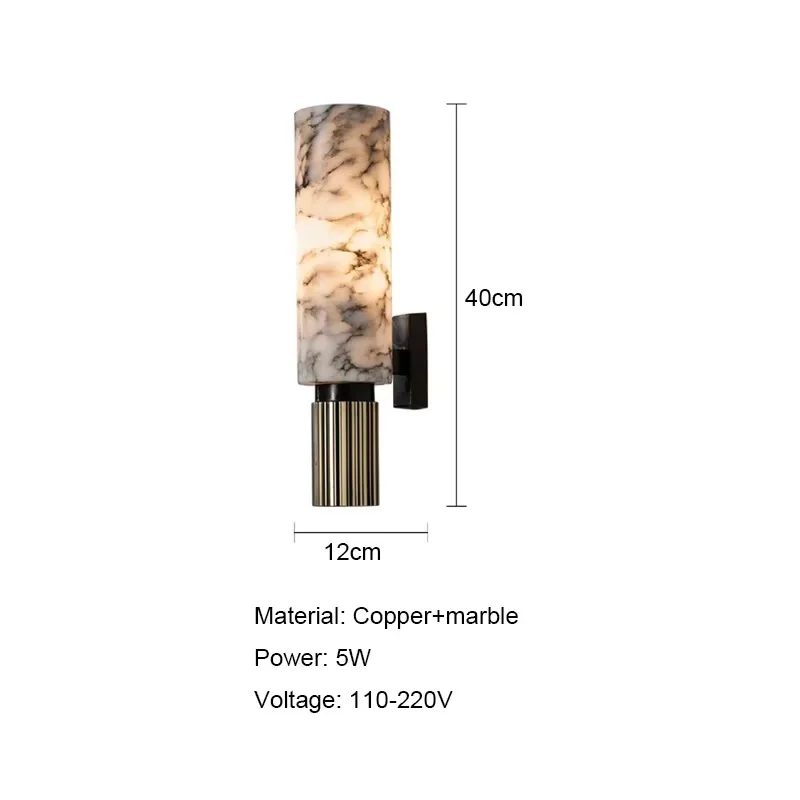 Natural Luxury Marble Bedside Wall Sconce - Living Room Bedroom Corridor Lighting Fixture Elegant Home Decorative Light