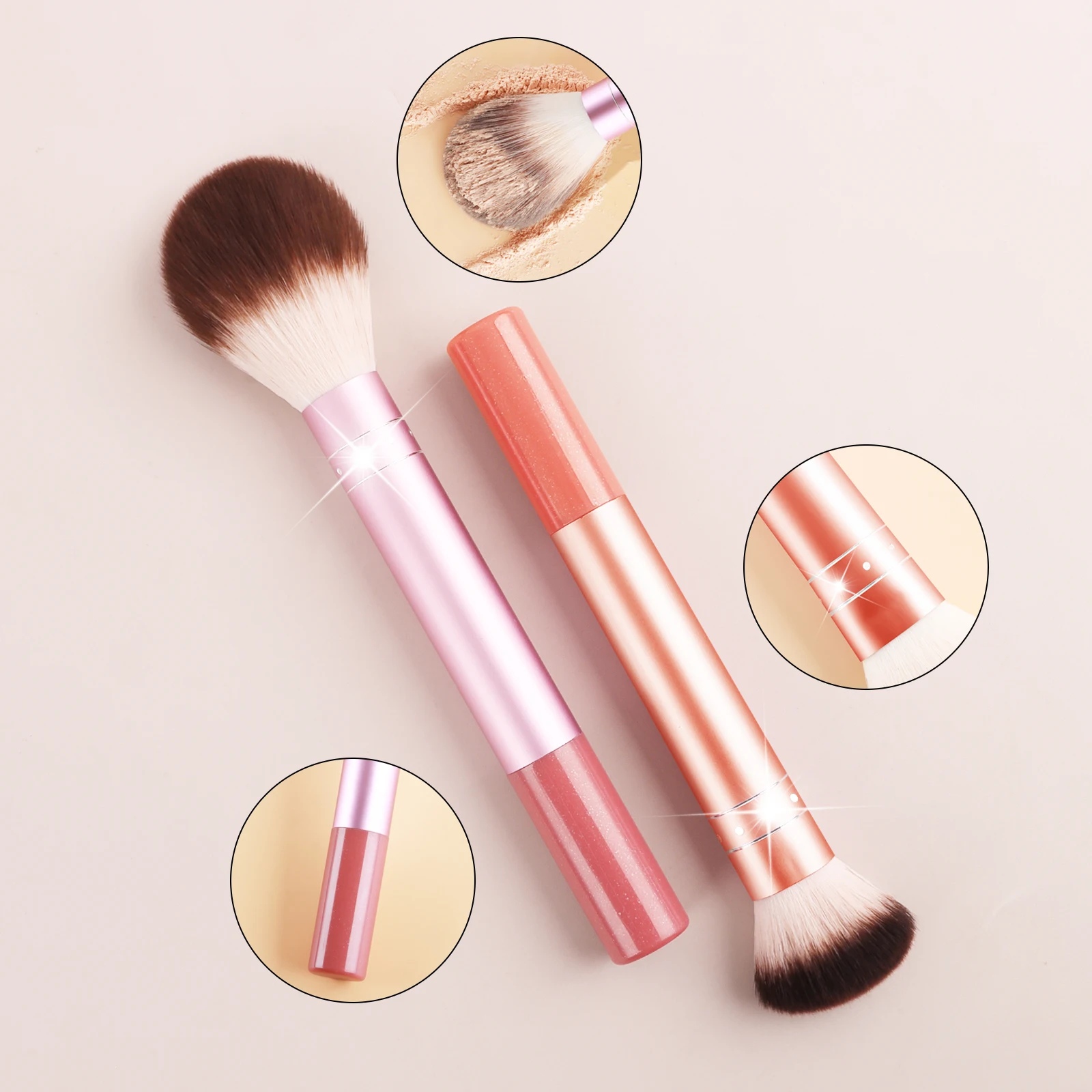 4-delige make-upborstelset Zacht synthetisch haar Make-upborstels Foundation Oogschaduw Cosmetisch Breng schoonheid Eieren en poederdonsjes Gereedschap