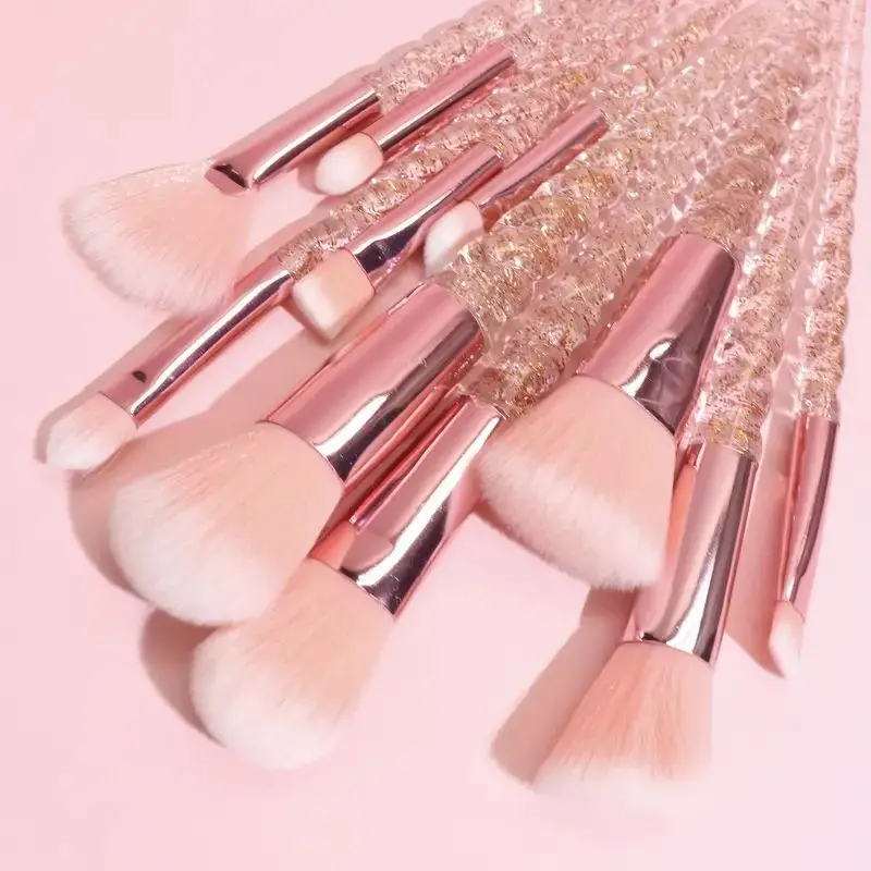 Luxury 10pc Crystal Unicorn Makeup Brush Set - Versatile, Travel-Friendly, for All Skin, Perfect for Beginners to Pros