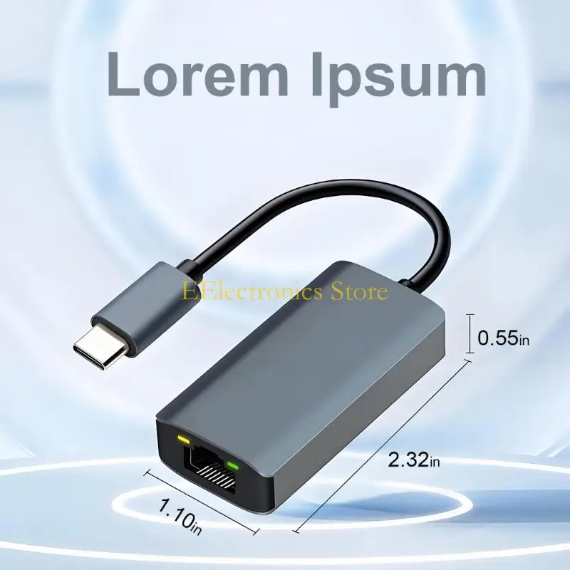 B03C سبائك الألومنيوم USB 3.2 نوع C إلى RJ45 محول الشبكة بسرعة 5 جيجابت في الثانية الأمثل لأجهزة الكمبيوتر المحمول سطح المكتب