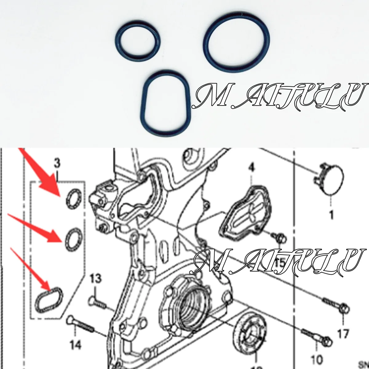 

For Honda Civic Accord CRV Civic XRV Acura ILX 1.8L 2.0L engine timing cover seal rubber ring O-ring auto parts15101-RNA-A00