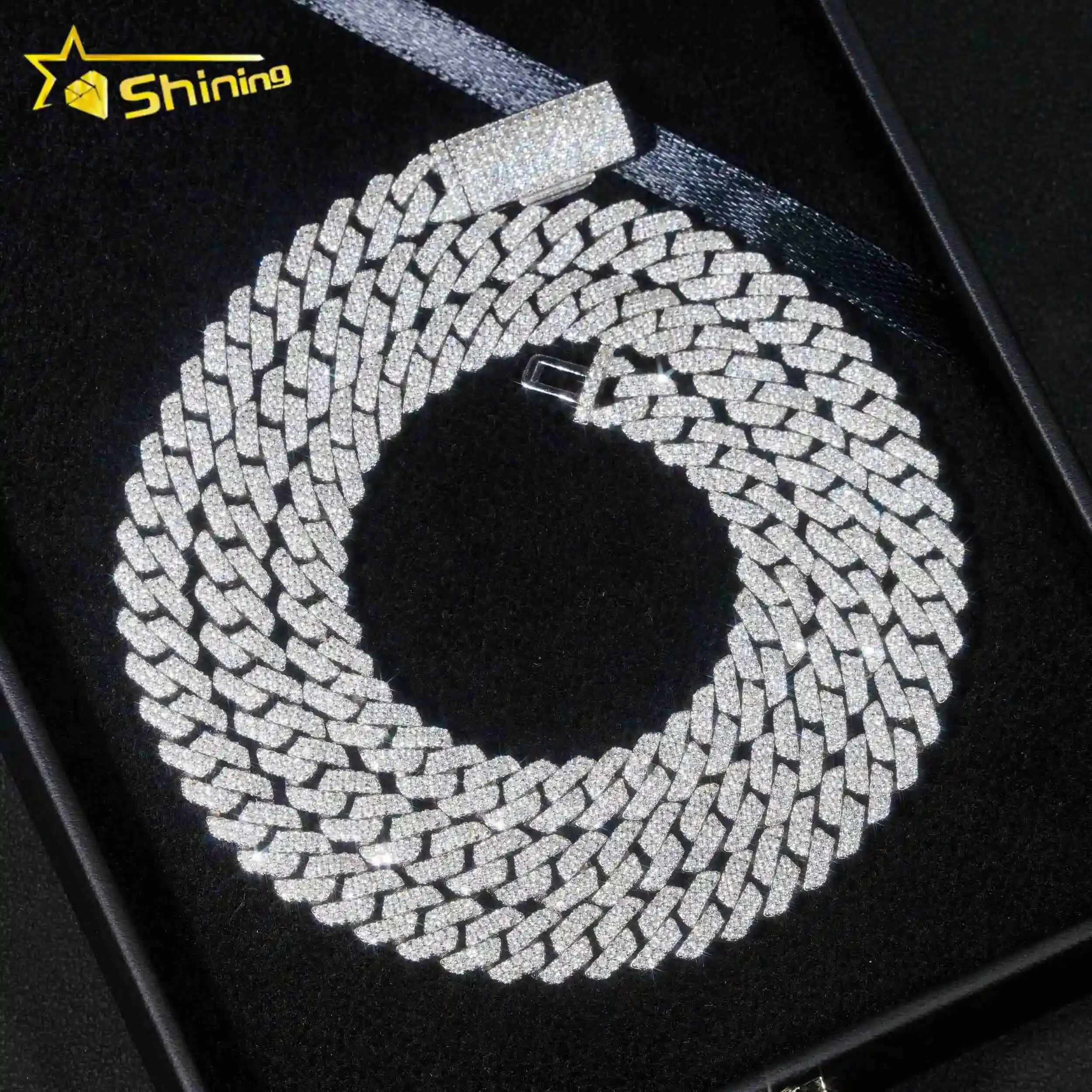 

Stocks 8MM 925 Sterling Silver Gold Plated New Arrivals Hip Hop VVS D Color Moissanite Cuban Link Chain