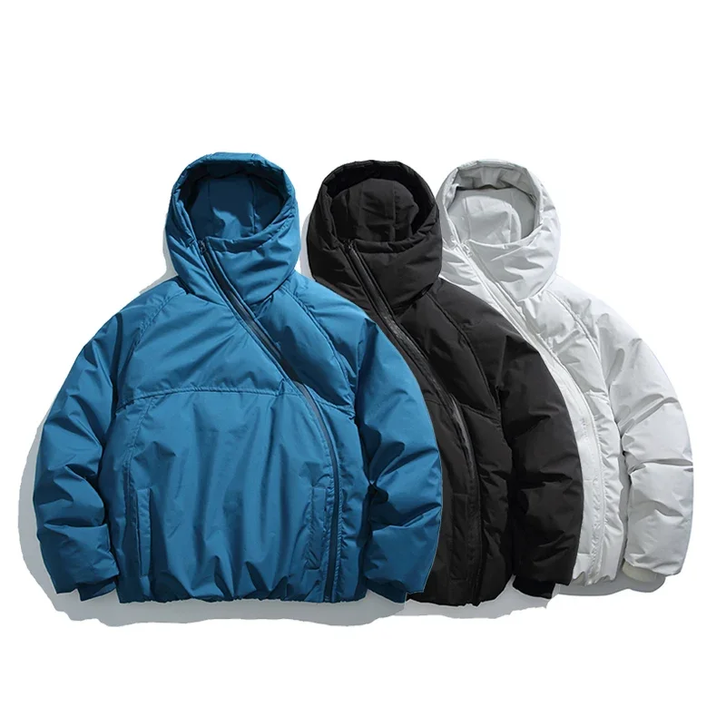 Jaqueta de parka com capuz para homens e mulheres, casaco solto de algodão acolchoado, streetwear cityboy, hoody parkas, casacos na moda inverno 2024