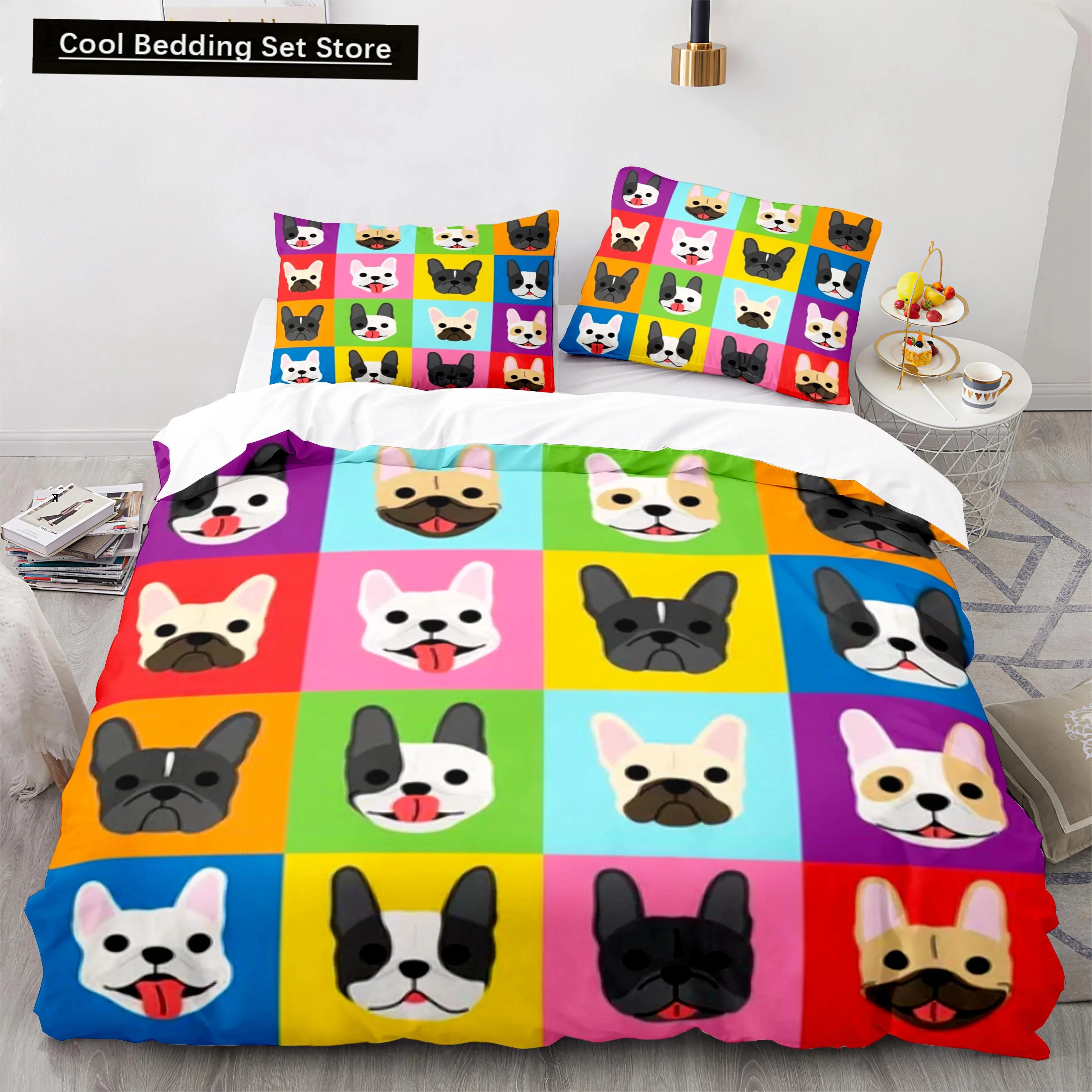 

Cartoon Dog Animals Duvet Cover King Queen Size Lovely Pet Puppy Bedding Set for Kids Boys Girls Wildlife Polyester Quilt Cover