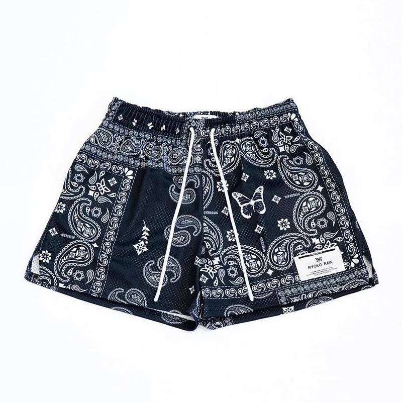 RYOKO RAIN New summer men shorts men and women\'s fashion beach seaside casual shorts mesh sports quick-drying quarter pants