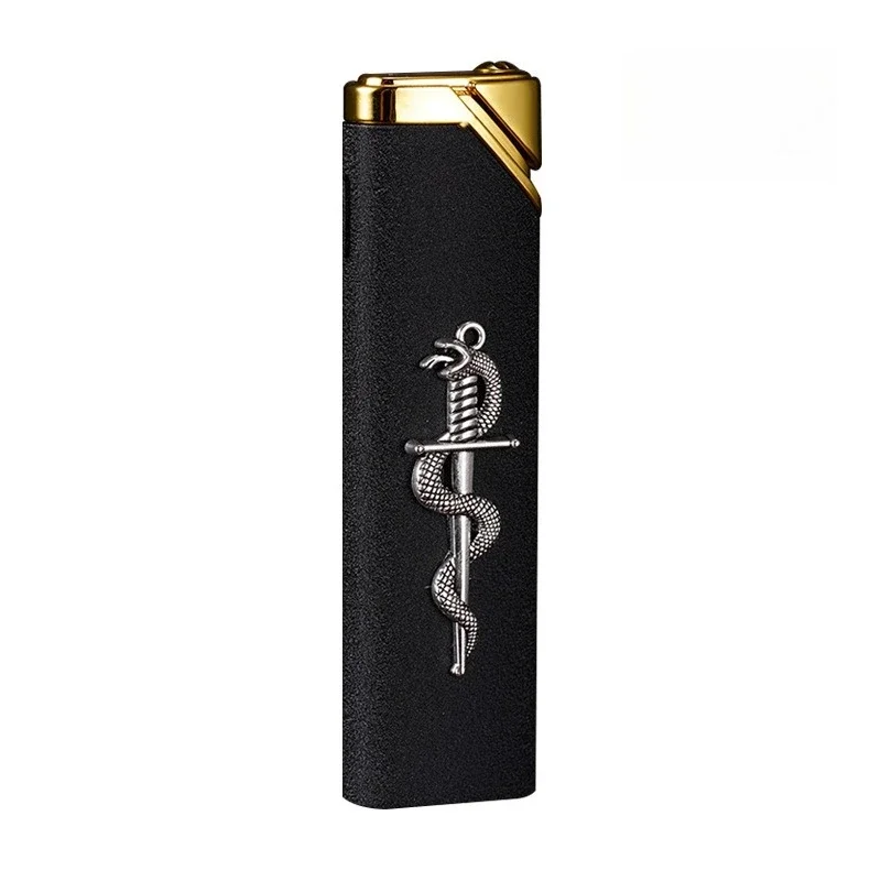 

Metallic texture snake pattern sticker, direct spray inflatable windproof lighter, handmade design, cigarette accessories gift