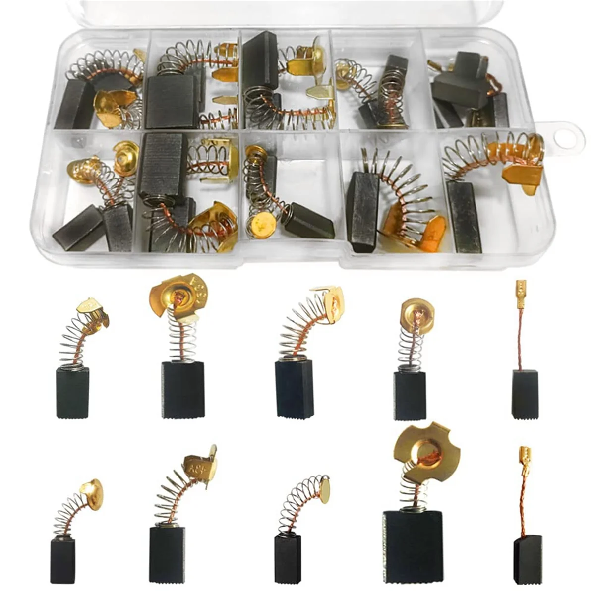 

A002 20Pcs Carbon Motor Brushes Set for Electric Motors, 10 Sizes Electric Motor Carbon Brushes, Power Tool Replacement Parts