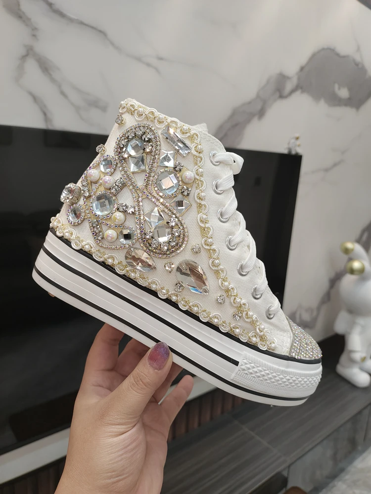 New Crystal Diamond Inlaid Canvas Shoes