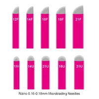 50/100 Uds 0,16/0,18mm hojas Tebori agujas de Microblading maquillaje permanente tatuaje de cejas Microblade suministros de pluma de tatuaje Manual