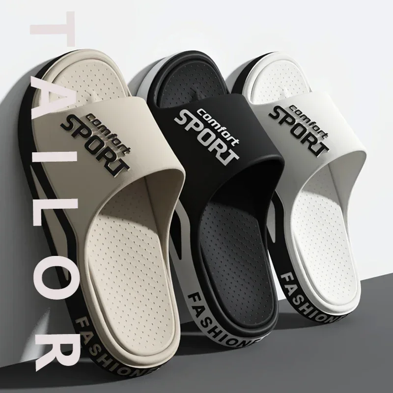 

Модные мужские сандалии, летние удобные нескользящие домашние тапочки из ЭВА на мягкой подошве для дома и улицы, дышащая горка для душа