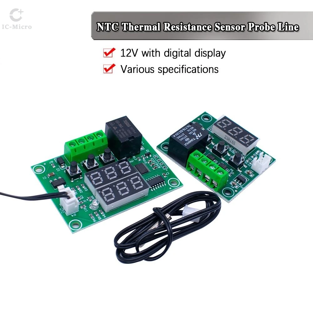 W1209 Blue/Red light DC 12V heat cool temp thermostat temperature control switch temperature controllerNTC 0.5 1 2 3M  cable XCW