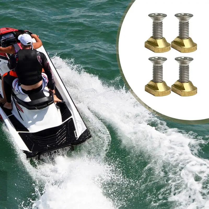 4PCS Foil Moun M8 T Nut M8 Hydrofoil Mounting T-Nuts Brass Connector Paddle Surfboard Spare Parts Outdoors Surfboard Supplies