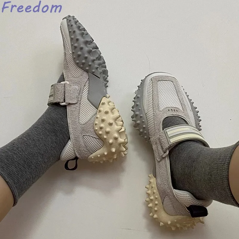 Pufferfish Sneakers Women's Exposed Back Casual Shoes One Foot Stirrups Ugly Shoes